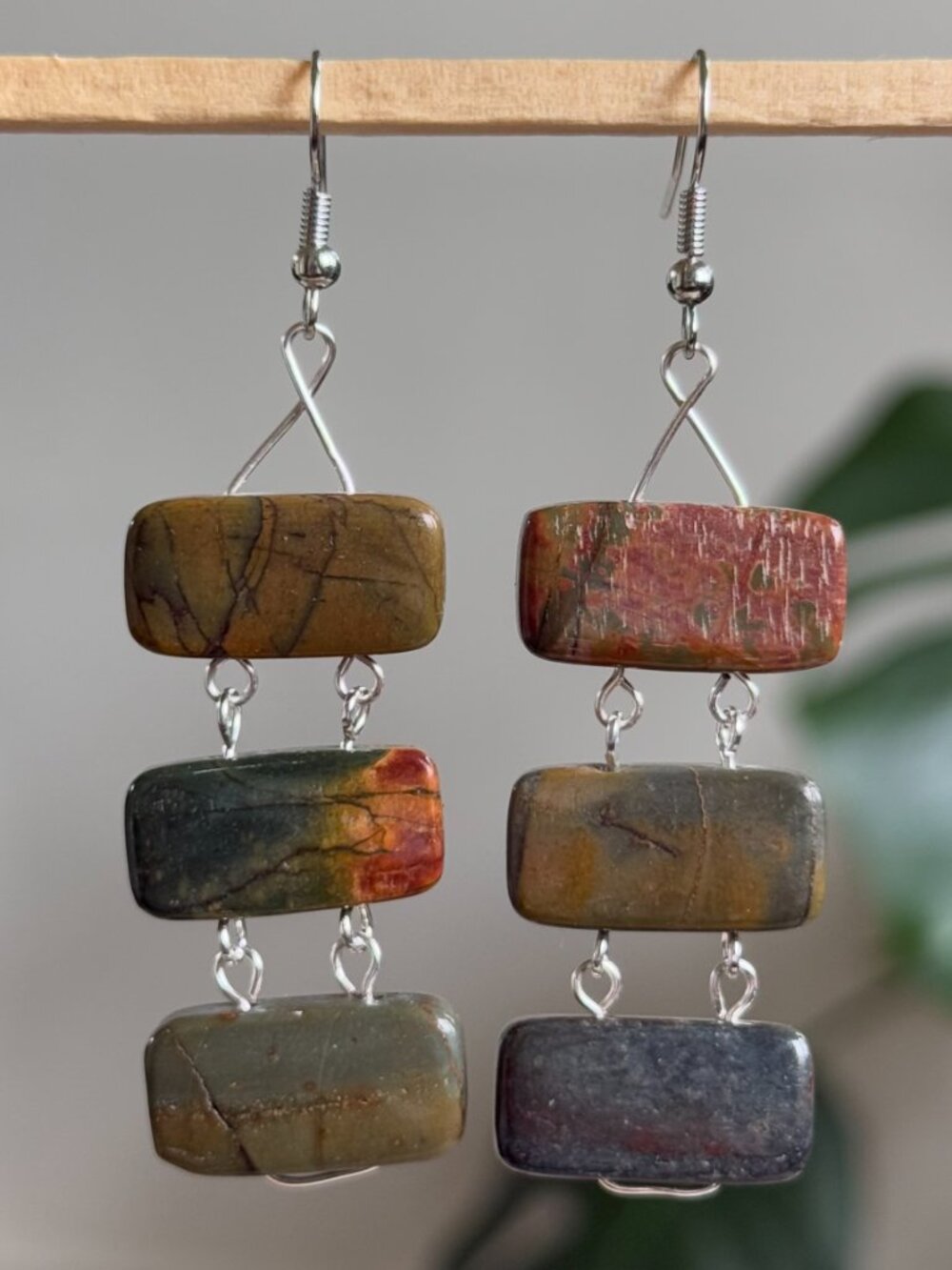 handmade colorful beaded earrings with silver accents